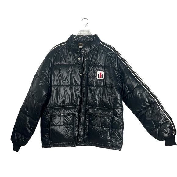 SWINGSTER Vintage Black Puffer Racing Jacket Zip Size XL Case International - Picture 1 of 7